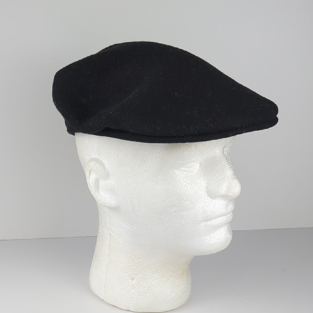 KANGOL Vintage Men's Black Wool Cabbie Newsboy Flat Cap